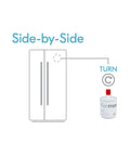 Diagram showing Replacement 9890 Refrigerator Water Filter for Select Kenmore Side by Side Fridges NSF 42 installation