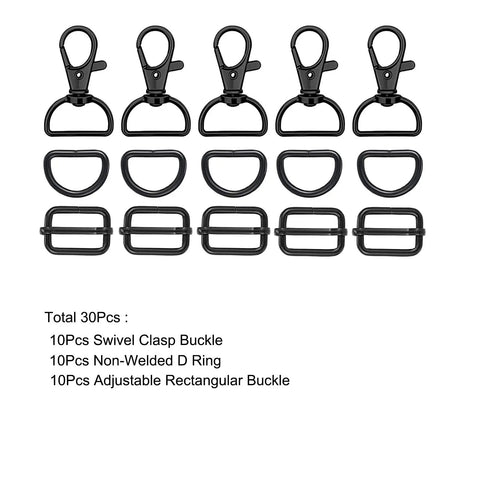 Solid 30 Piece Purse Hardware Kit Featuring Swivel Snap Hooks Premium D Rings And Adjustable Slide Buckles for custom bag making.