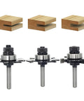 Three Piece Slot Cutter Router Bit Set With One Quarter Inch Shank Four Flute Nine Sixteenths Inch Cutting Depth Carbide Tip