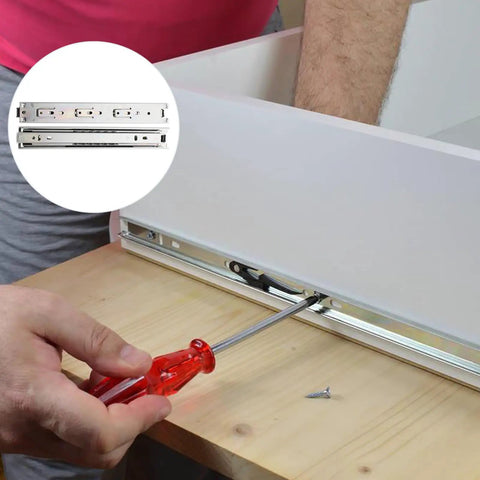 Installing drawer slides 10 inch three section track rails side mount silver set of 2 for cabinets and closets.