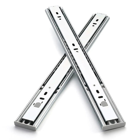 Front view of 18 Inch Soft Close Drawer Slides Set Beefed Up 4 Pairs Slow Close Ball Bearing Slides Full Extension 3 Fold Side Mount