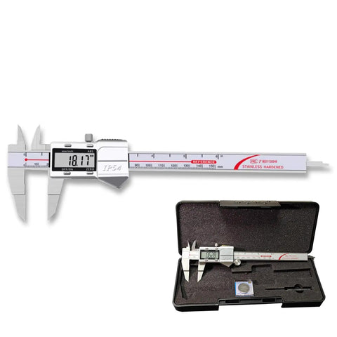 Blade Style Electronic Caliper For Small Grooves, Stainless Steel Measuring Tool, 6 Inch 150mm Range with digital display in case