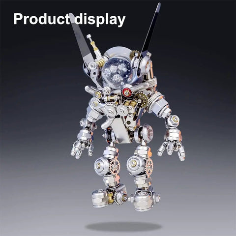 3D Space Rabbit Metal Puzzle Kit For Adults With Lights, astronaut mechanical model DIY ornament, assembled view
