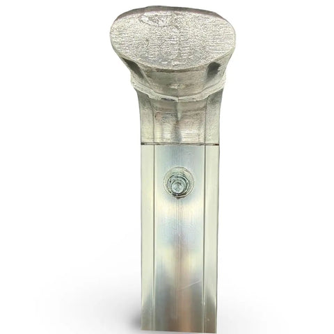 Close-up of 93 Inch Aluminum Upper Side Arm For Dump Truck And Trailer Tarp Systems, Polished Aircraft Grade Aluminum