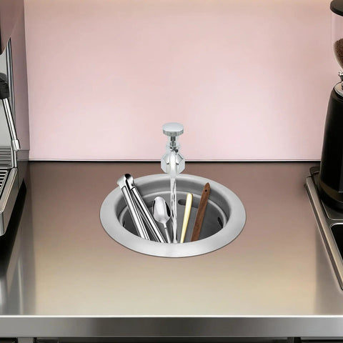 Florchest Dipper Well Faucet and Bowl Set, 7”×8.5” shop bar counter sink faucet with utensils in basin.