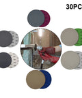 30 Pcs 5 Inch Wet Dry Sandpaper Discs Super Silicon Carbide Assortment For Auto Paint Correction showing grit range from 1000 to 7000.