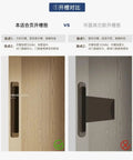 Comparison of invisible self closing door hinge with hydraulic buffer, showing advantages of cleaner design and secure mounting.