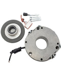 Front view of FPBIGCHA electromagnetic motor brake assembly with circular metal housing, rotor, and wiring.