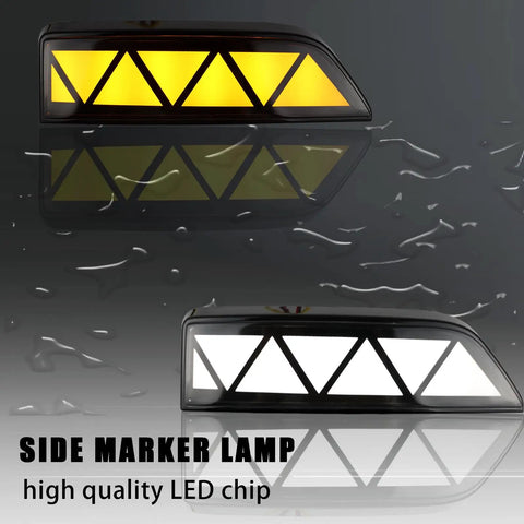 Ford Bronco Sport Front Fender Side Marker Light DRL Amber Sequential Turn Signal 2 in 1 Function Kit, illuminated and dark