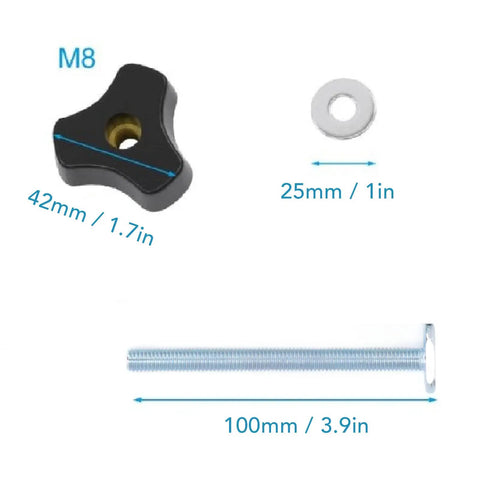 Easy Clamp T Track Knobs Kit M8x100mm Stainless Steel Bolt Nut Washer Set for Woodworking Jigs and Fixtures, 10-Piece T-Slot Hardware