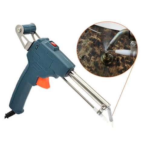 Spot Welding Machine Kit With Soldering Iron Manual Gun And Automatic Wire Feed For DIY Repairs Portable Spot Welder Equipment Easy Soldering Setup For Electronics Pro Grade Tin Welding Tool Set For Home Projects showing welding and soldering.