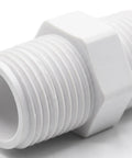 16 Pack Half Inch PVC Male Thread Nipples NPT Heavy Duty Male to Male Coupling Connectors for Home DIY Plumbing and Industrial Pipe Fittings, Premium White PVC Nipple Set close-up