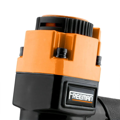 Close-up of Kickass Pneumatic Brad Nailer 18 Gauge 2 Inch Drive With Quick Jam Release and Hardened Steel Blade controls and features.