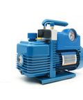 Heavy Duty 2L Two Stage Rotary Vane Vacuum Pump With Built In Solenoid Valve 250W Motor in blue with gauge for industrial tasks.