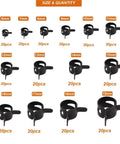 Massive 350 Piece Stainless Steel Spring Hose Clamp Kit For 6 To 19mm Hoses with size and quantity chart
