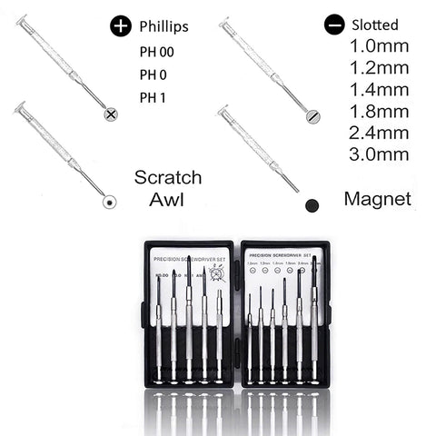11-Piece Mini Precision Screwdriver Set With Magnetic Tips For Jewelry, Watches, Eyeglasses, iPhone, Ring Doorbell