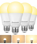 Four Three Way LED A19 Light Bulbs With 40 60 100W Equivalents, E26 Base, 2700K Warm White, 500 1000 1600 Lumens, Non Dimmable
