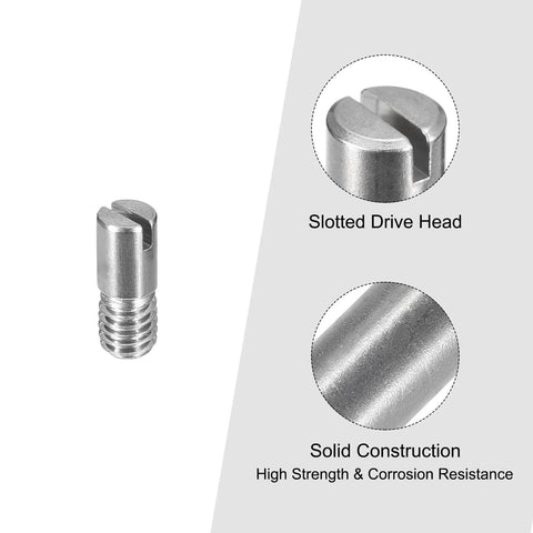 M4 x 10mm Slotted Cylindrical Dowel Pin in 304 Stainless Steel External Thread Locating Pin with slotted drive head and solid construction
