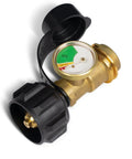 Propane Tank Gauge For 5-20 Lb Cylinders, QCC1 Type 1 Connector Compatible, brass build with easy gas level indicator dial.