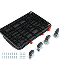Built Like A Tank Two In One Platform Cart With Secure Cage Foldable Utility Dolly And Flatbed Hand Truck parts including sturdy casing and replacement wheels.
