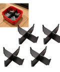 Packout Compatible Cross Divider Insert for Slim Bins, Tool-Free Install in red bin with screws, black dividers shown