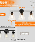 Comparison chart showing sizes of Farmhouse Modern Vanity Light Fixture Matte Black Rustic Wall Sconce For Bathroom.