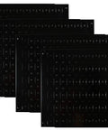 Modular Black Pegboard Wall Organizer Tiles Set Four 12 Inch Tall By 16 Inch Wide Metal Pegboard Panels For Garage And Workshop Storage
