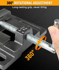 Heavy Duty Drill Press Vise For Bench Table Clamp, 3 Inch Jaw, 3.2 Inch Opening, 3.1 Inch Jaw Width, All American Tough As Nails Precision Grip For Drill Press Tables, Ideal For DIY Projects And Precise Drilling, 360° screw adjustment