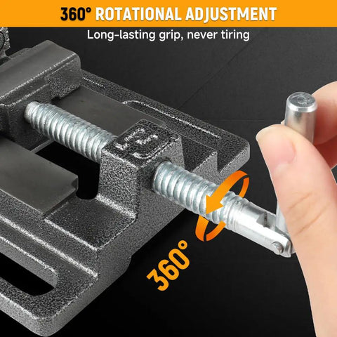 Heavy Duty Drill Press Vise For Bench Table Clamp, 3 Inch Jaw, 3.2 Inch Opening, 3.1 Inch Jaw Width, All American Tough As Nails Precision Grip For Drill Press Tables, Ideal For DIY Projects And Precise Drilling, 360° screw adjustment