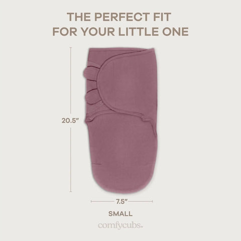 Cozy Baby Swaddle Blanket Set Three Pack 100 Percent Cotton Newborn Wraps For 0 To 3 Months in mauve, size small, dimensions 20.5x7.5 inches.