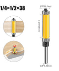 Premium 6mm 1/4 Inch Shank Template Trim Router Bit W Dual Top And Bottom Bearings for detailed woodworking measurements