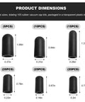 Vacuum Cap Kit For Car Repairs With 105 Piece Rubber Hose End Caps In Assorted Sizes displayed with dimensions