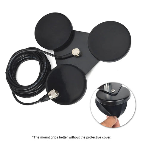 Heavy Duty Magnetic Antenna Mount Base With Triple 3.5-Inch Magnets And 16.4 Foot RG-58 Cable PL-259 Plug For Mobile Ham Radios