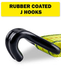 Close-up of rubber coated J hook from Heavy Duty Ratchet Straps 4 Pack 1-1/2 X 15 Ft With Coated Steel Ratchet And Double Thick Polyester Webbing