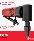 Right Angle Air Die Grinder Kit With One Quarter Inch Collet Point Three HP 220W 22500 RPM CP875 model, side view