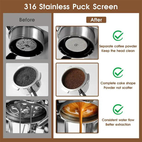 316 Stainless Puck Screen in 51mm Espresso Accessories Kit With WDT Tool Dosing Funnel Puck Screen Set for Delonghi 51mm Portafilters