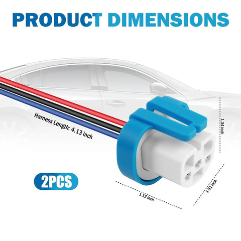 Rock Solid Ceramic Headlight Wiring Harness Connector Adapter For 9007 9004 Hb1 Hb5 Bulbs with 4.13 inch wire length