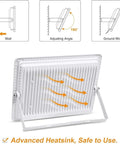 JUDYSSY Outdoor 100W Led Outdoor Flood Light with adjustable angle and heatsink design for optimal cooling.