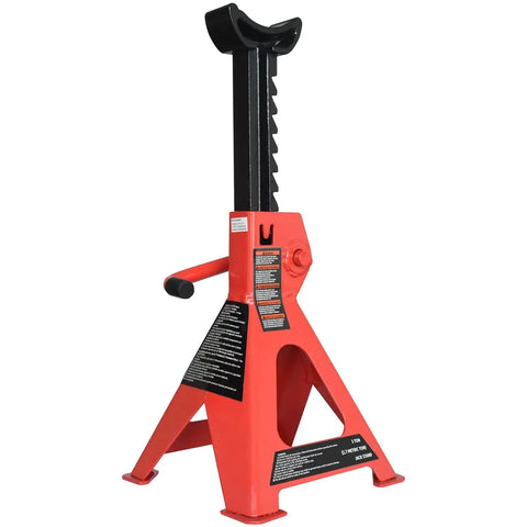 Heavy Duty Steel Auto Jack Stands 2 Ton Each Built Tough With No Hassle Ratchet Locking Adjusts Smoothly For Weekend Warriors ASME Certified Red Black