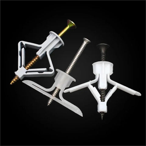 Plastic Expansion Anchor Kit 100/150pcs With Toggle Bolts For Drywall And Hollow Walls, galvanized anchors and screws