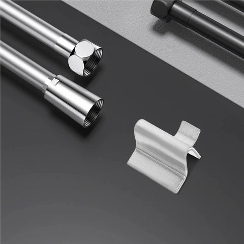 Partition Buckle Shelf Clips For Cabinet Installation Support, metal bracket pegs, and rust-resistant tubes on black surface