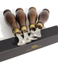 Leather Edge Creaser Set With Stainless Steel Tips 1.0mm 1.5mm 2.0mm 2.5mm And Wood Handle for leatherworking crafts.