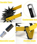 Close-up of 2 In 1 Garden Rotary Cultivator With Adjustable Handle For Loosening Soil Aerating The Lawn Reseeding Grass Weeding And Soil Mixing Manual Yard Tiller features.