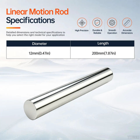 Top Rated 12mm By 200mm Linear Motion Rods Set Featuring Premium Chrome Steel Shafts, smooth finish and precise dimensions.
