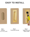 Installation steps for 6 Inch Recessed Finger Pulls For Pocket Doors And Sliding Doors, brushed gold stainless steel hardware