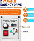 VFD Variable Frequency Drive control panel for Heavy Duty Belt Grinder Sander 30X1 Inch With VFD Variable Speed Drive And Powerful 550W Brushless Motor.