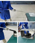 Slick 11.8 Inch Extension Air Die Grinder with 6mm and 12mm collets being used on metal for polishing and deburring.
