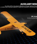Upgrade 5 Channel RC Plane With 3D And 6G Gyro J3 Cub Style Airplane For Adults, 1406 Brushless Motor Outdoor Stunt RC Glider, Yellow, wing detail.