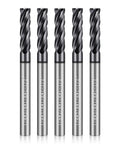 Carbide Square End Mill Four Flute Four Tooth Design Set One Eighth Inch AlTiBN Coated For Alloy Steels