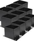 Built Tough 6x6 Deck Post Base Brackets Set - 10 Pcs, Black Powder Coated Steel, 14 Gauge, Bolt Down Installation